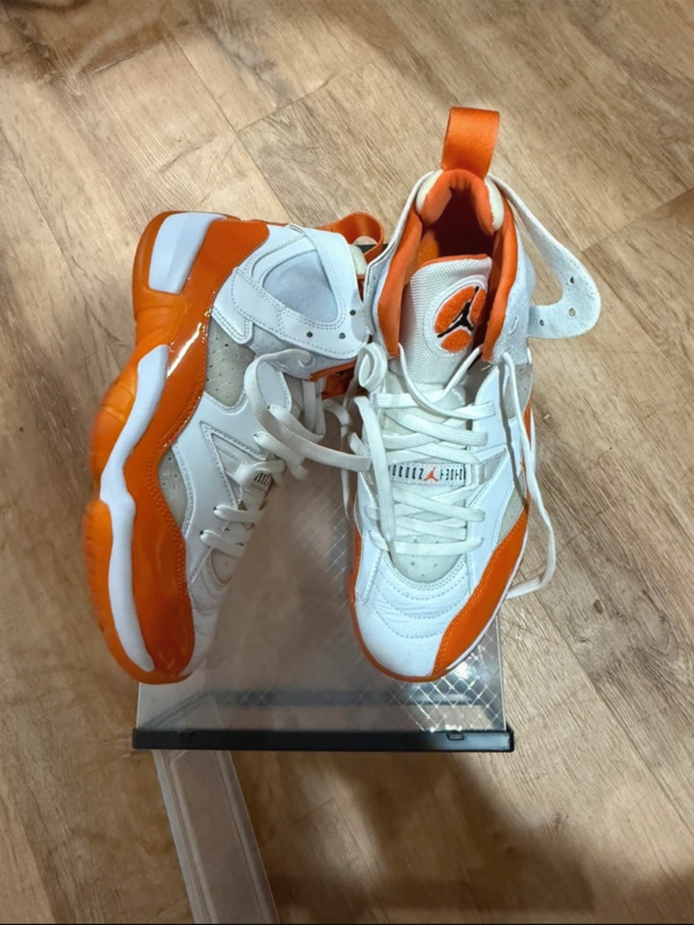 Nike White and Orange Basketball Sneakers